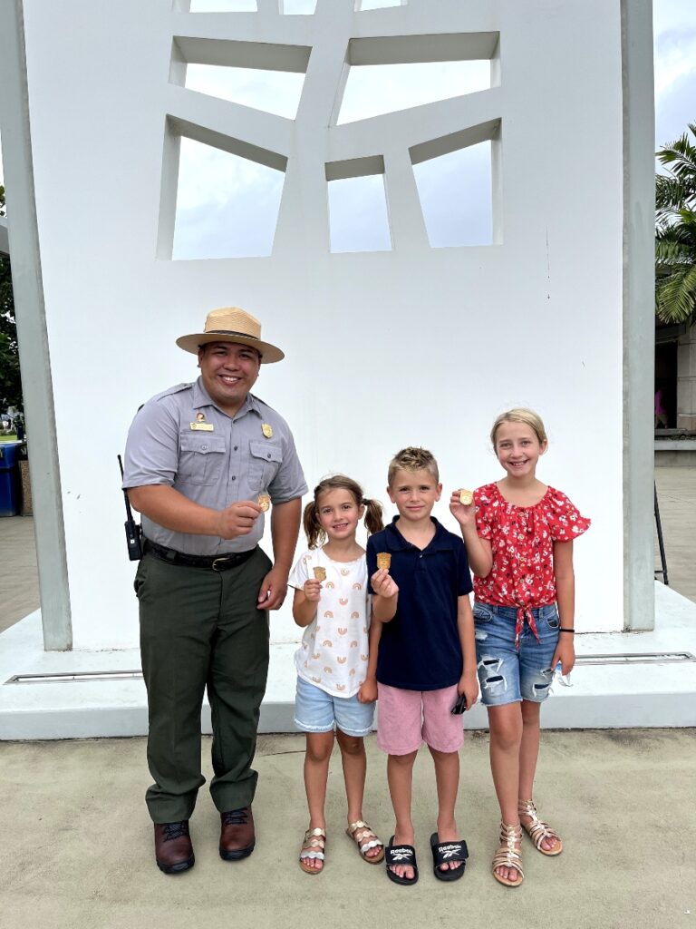 things to do on Oahu with kids - junior ranger badges at Pearl Harbor