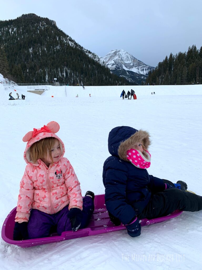 Things to Do in Utah in the Winter: sledding Tibble Fork