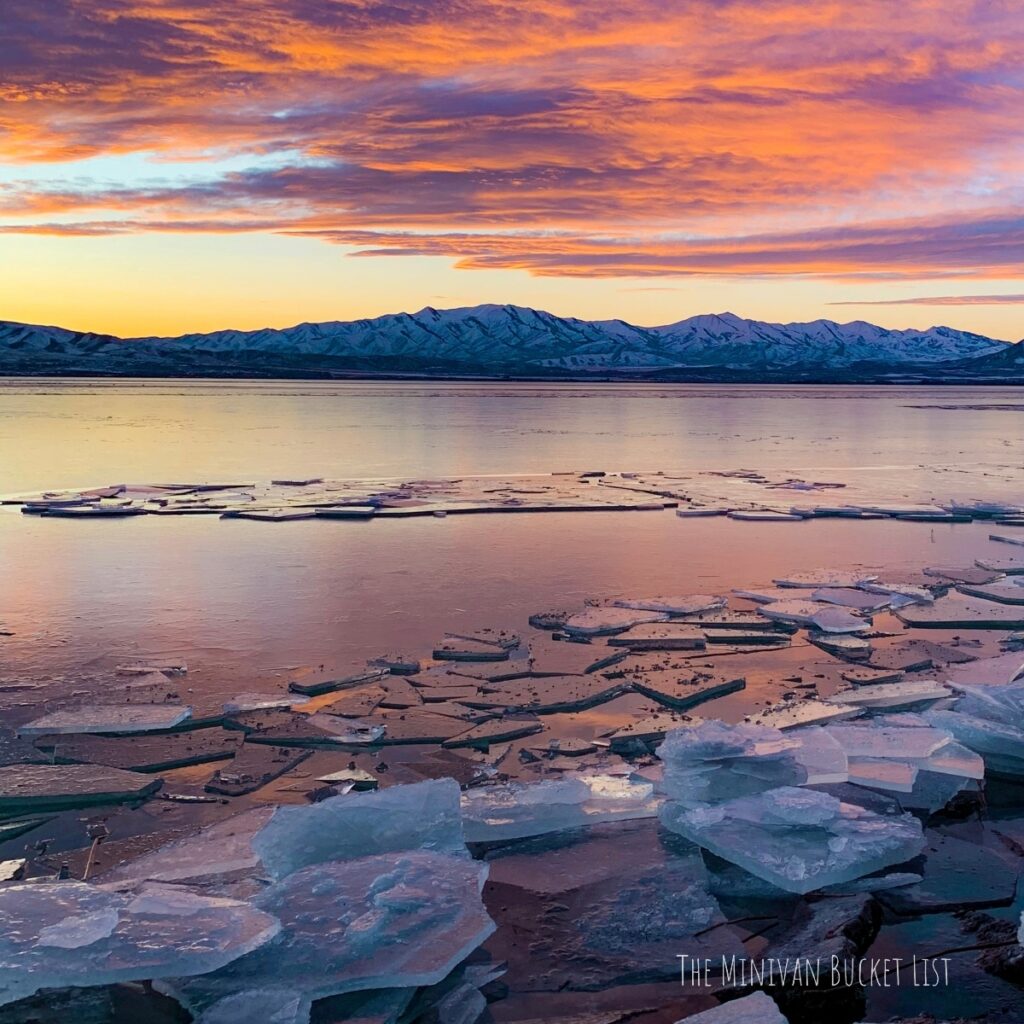Things to Do in Utah in the Winter: Utah Lake ice stacks