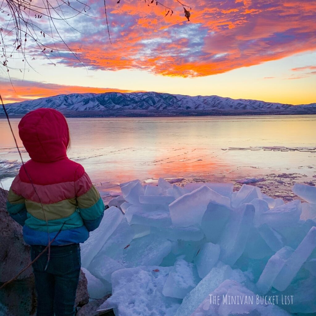 Things to Do in Utah in the Winter: Utah Lake ice stacks